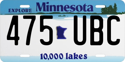 MN license plate 475UBC
