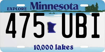 MN license plate 475UBI