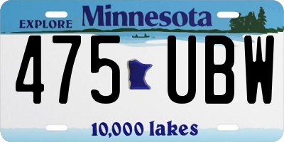MN license plate 475UBW