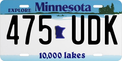 MN license plate 475UDK