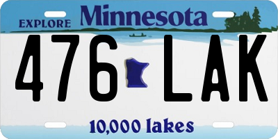 MN license plate 476LAK