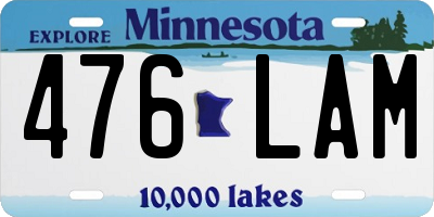 MN license plate 476LAM