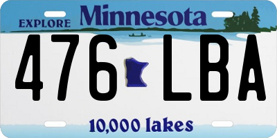 MN license plate 476LBA