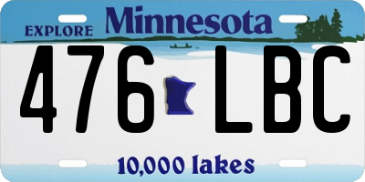 MN license plate 476LBC