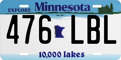 MN license plate 476LBL