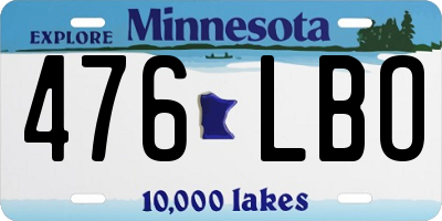 MN license plate 476LBO