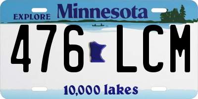 MN license plate 476LCM
