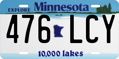 MN license plate 476LCY