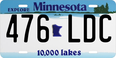 MN license plate 476LDC