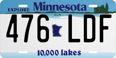 MN license plate 476LDF
