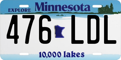MN license plate 476LDL