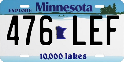 MN license plate 476LEF