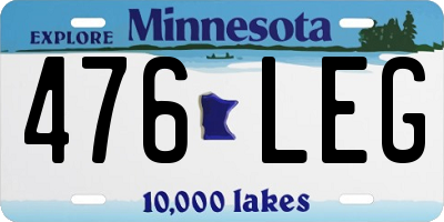 MN license plate 476LEG