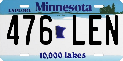 MN license plate 476LEN