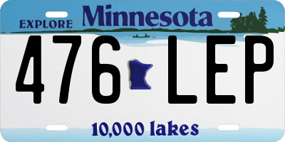 MN license plate 476LEP