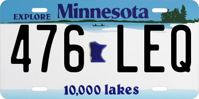 MN license plate 476LEQ