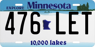 MN license plate 476LET