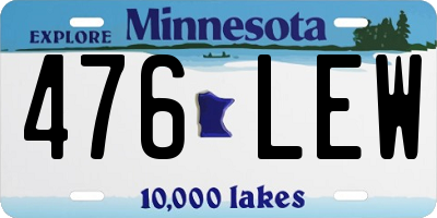 MN license plate 476LEW