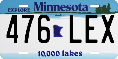 MN license plate 476LEX