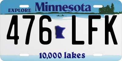 MN license plate 476LFK