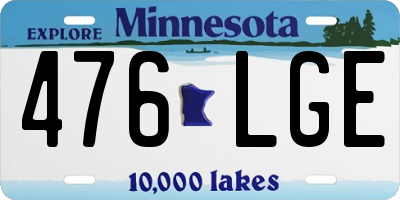 MN license plate 476LGE