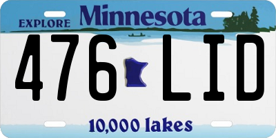 MN license plate 476LID