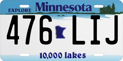 MN license plate 476LIJ