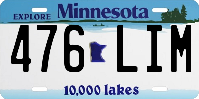 MN license plate 476LIM