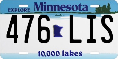 MN license plate 476LIS