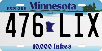 MN license plate 476LIX