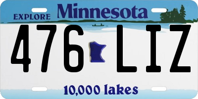 MN license plate 476LIZ