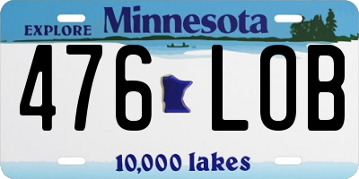 MN license plate 476LOB