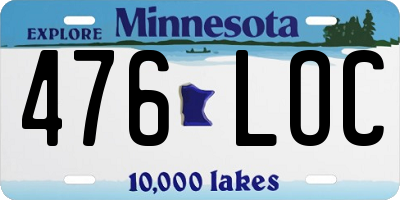 MN license plate 476LOC