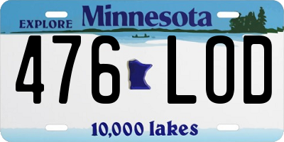 MN license plate 476LOD