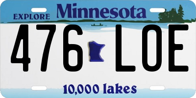MN license plate 476LOE