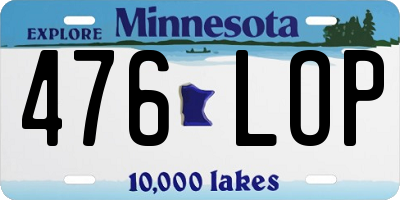MN license plate 476LOP