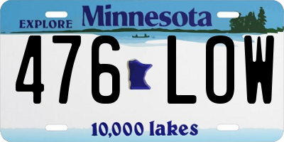 MN license plate 476LOW