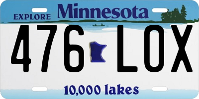 MN license plate 476LOX