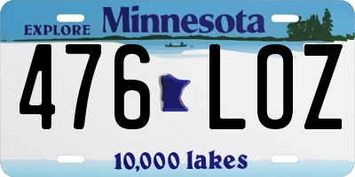 MN license plate 476LOZ