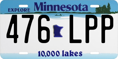 MN license plate 476LPP