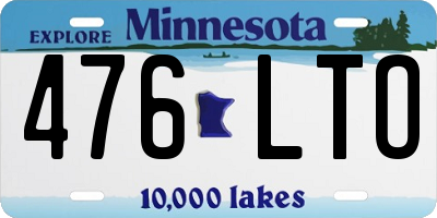 MN license plate 476LTO