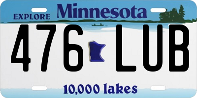 MN license plate 476LUB