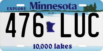 MN license plate 476LUC
