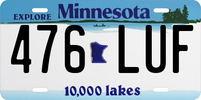 MN license plate 476LUF