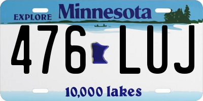 MN license plate 476LUJ