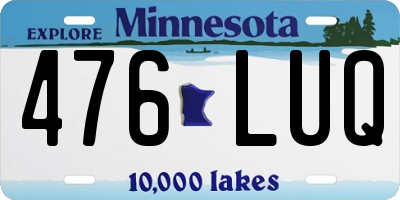 MN license plate 476LUQ