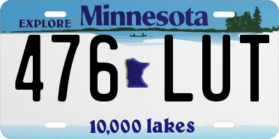 MN license plate 476LUT