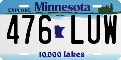 MN license plate 476LUW