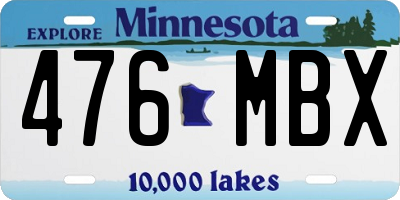 MN license plate 476MBX