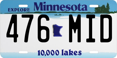 MN license plate 476MID